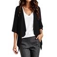 thumbnail image 3 of Hesxuno Short Sleeve Cardigans for Women Lightweight Chiffon Beach Cover Ups Solid Puff Sleeve Cardigan Boho Summer Beach Open Front Tops Black L, 3 of 7