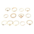 thumbnail image 1 of Juego de 13 anillos dorados retro con estrella y luna para mujer y niña, anillos apilables vintage estilo boho, aleación con diamantes de imitación, anillo geométrico retro, joyería, 1 of 5