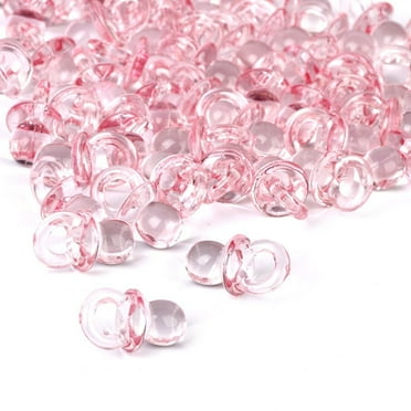 50pcs Clear Acrylic Baby Pacifier Shower Favors (Pink)