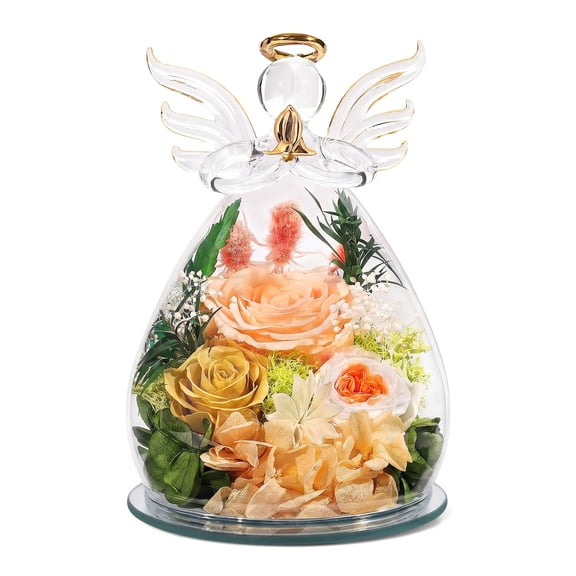 Shihaoyuan Preserved Roses in Glass - Forever Flowers Gift for Wife Birthday, Glass Flowers with Eternal Rose
