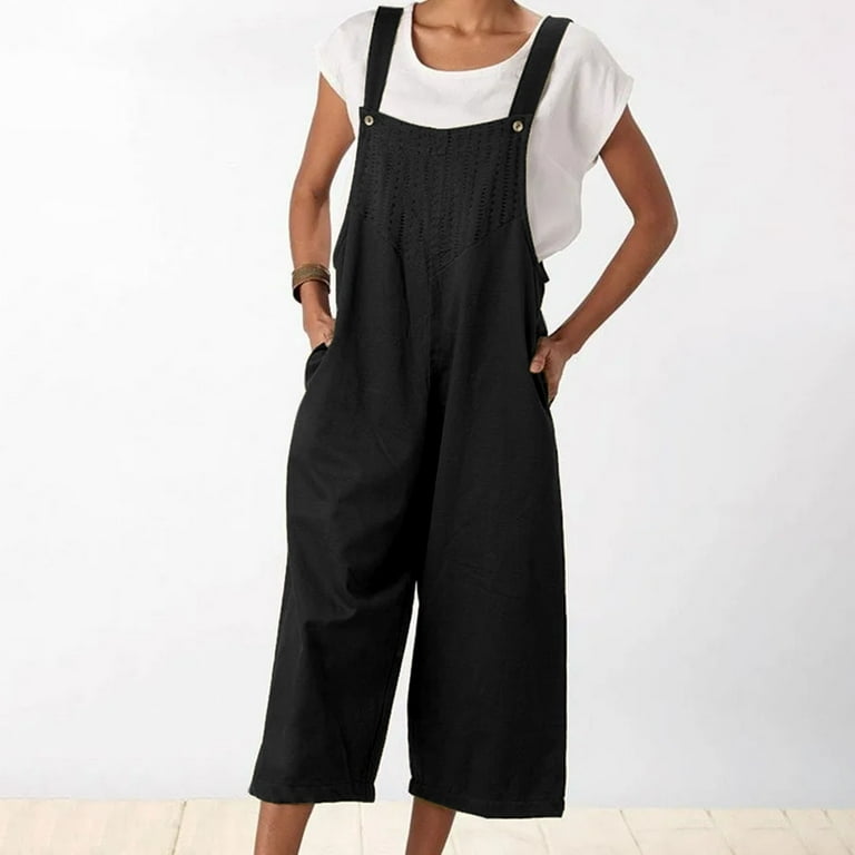 Women s Summer Lace Stitching Retro Work Trousers With Pockets Oversize Loose Jumpsuit off The Shoulder Jumpsuits for Women Womens Jumper Jumpsuit with Pockets Women Club Outfits Sexy Womens Overalls ...