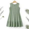 thumbnail image 5 of Women's Summer Mini Dress Fashion Women Summer Solid Casual Round-Neck Sleeveless Mini Dress Green XXL, 5 of 9
