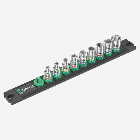 Wera 005420 SAE 1/4" Drive Zyklop Socket Set with Magnetic Holder, 9 Pieces