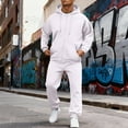 thumbnail image 3 of Kixjoy Sweatsuits for Men Big and Tall Zip up Sweatshirt and Sweatpants Set Thermal Winter Sweatsuits Long Sleeve Casual Basic Tracksuits for Men with Pockets, White L, 3 of 8