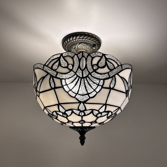 Tiffany Ceiling Lights Fixture, 12"W*12"D*12"H, Baroque Style, LED Bulbs Included, for Living Room, Bedroom, Kitchen