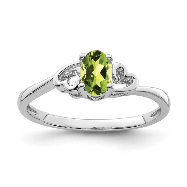 925 Sterling Silver Peridot Ring Birthstone August Gemstone