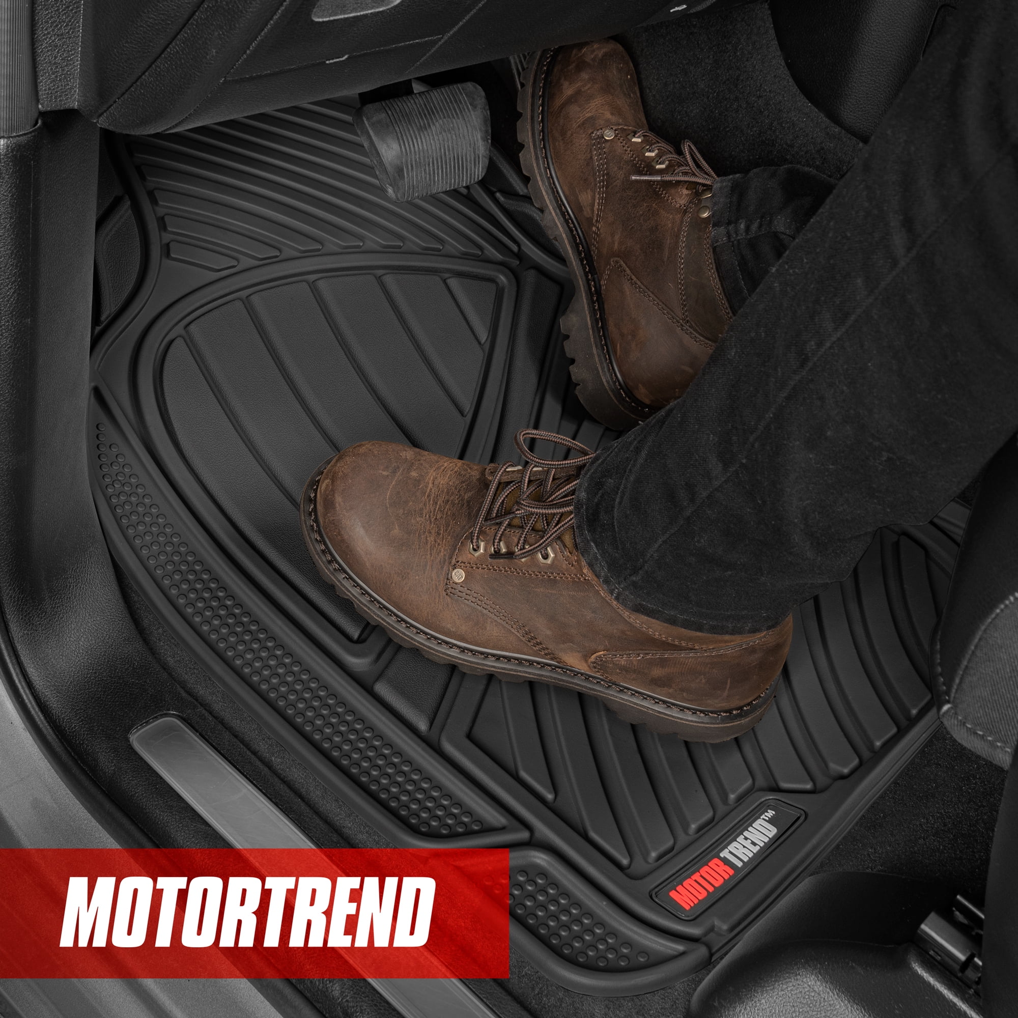 Motor Trend FlexTough Floor Mats for Car SUV and Van 3 Rows, Odorless EcoClean Liners, 3 Colors