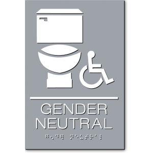 GENDER NEUTRAL Accessible Restroom Sign-Gray / White (3 Units)