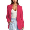 thumbnail image 3 of Long Single-Button Blazer, Casual Office Jacket, Minimalist Coat Hot Pink S , Coat, 3 of 4