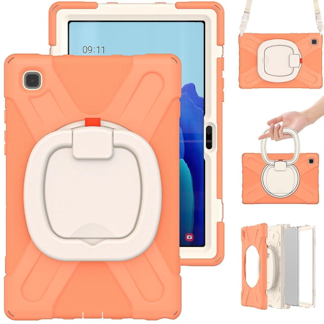 Funda colorida para Samsung Tab A7 de 10,4 pulgadas T500 con correa para el hombro, soporte de anillo ajustable grande y protección contra golpes.