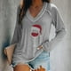 thumbnail image 1 of Pntutb moda mujer casual con cuello en V blusa de perforación caliente camiseta de manga larga tops de otoño Pntutb Pntutb-6058, 1 of 5
