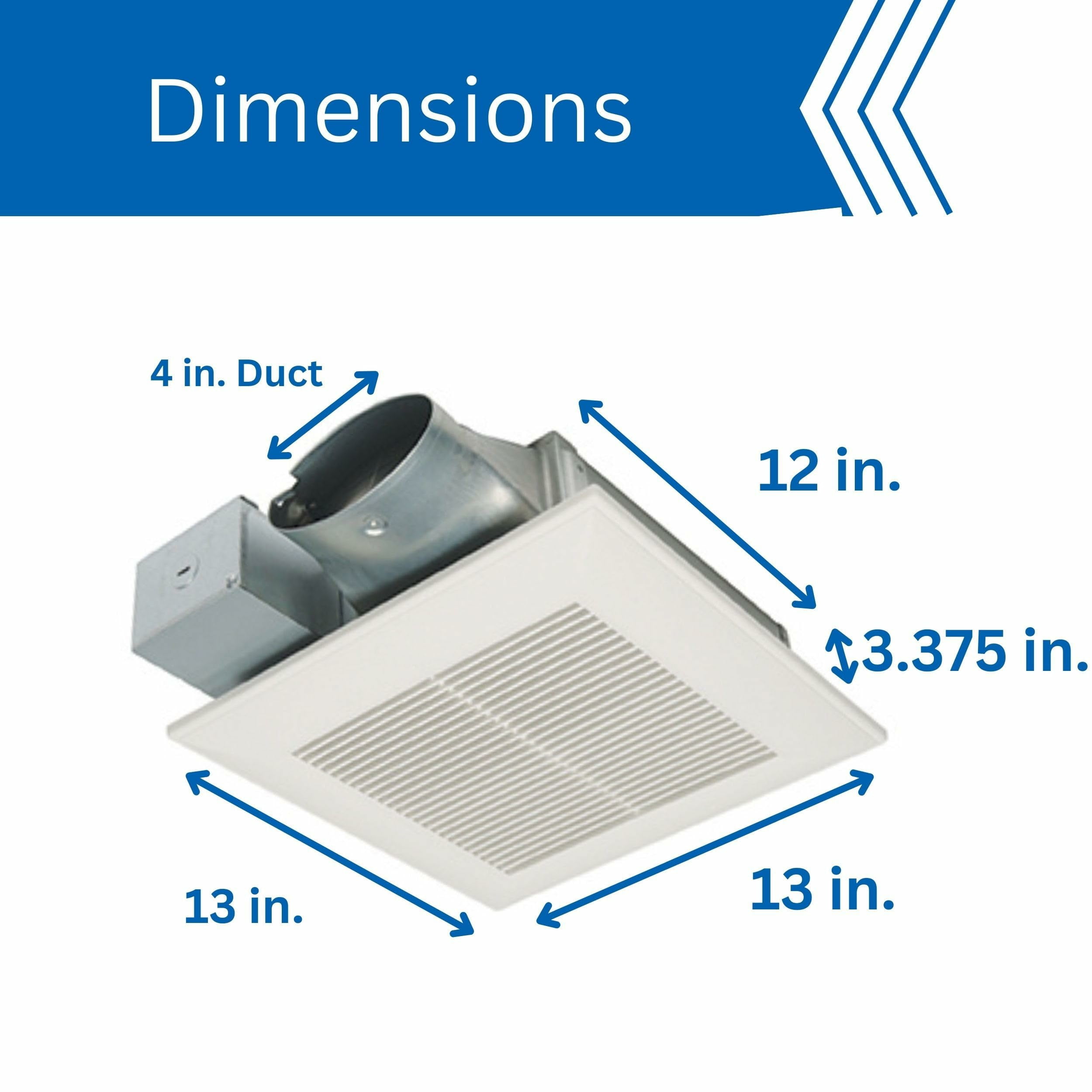 Panasonic WhisperValue Ceiling/Wall Mount Dual Speed Bathroom Exhaust Fan, 30 to 100 CFM, FV-0810VSS1