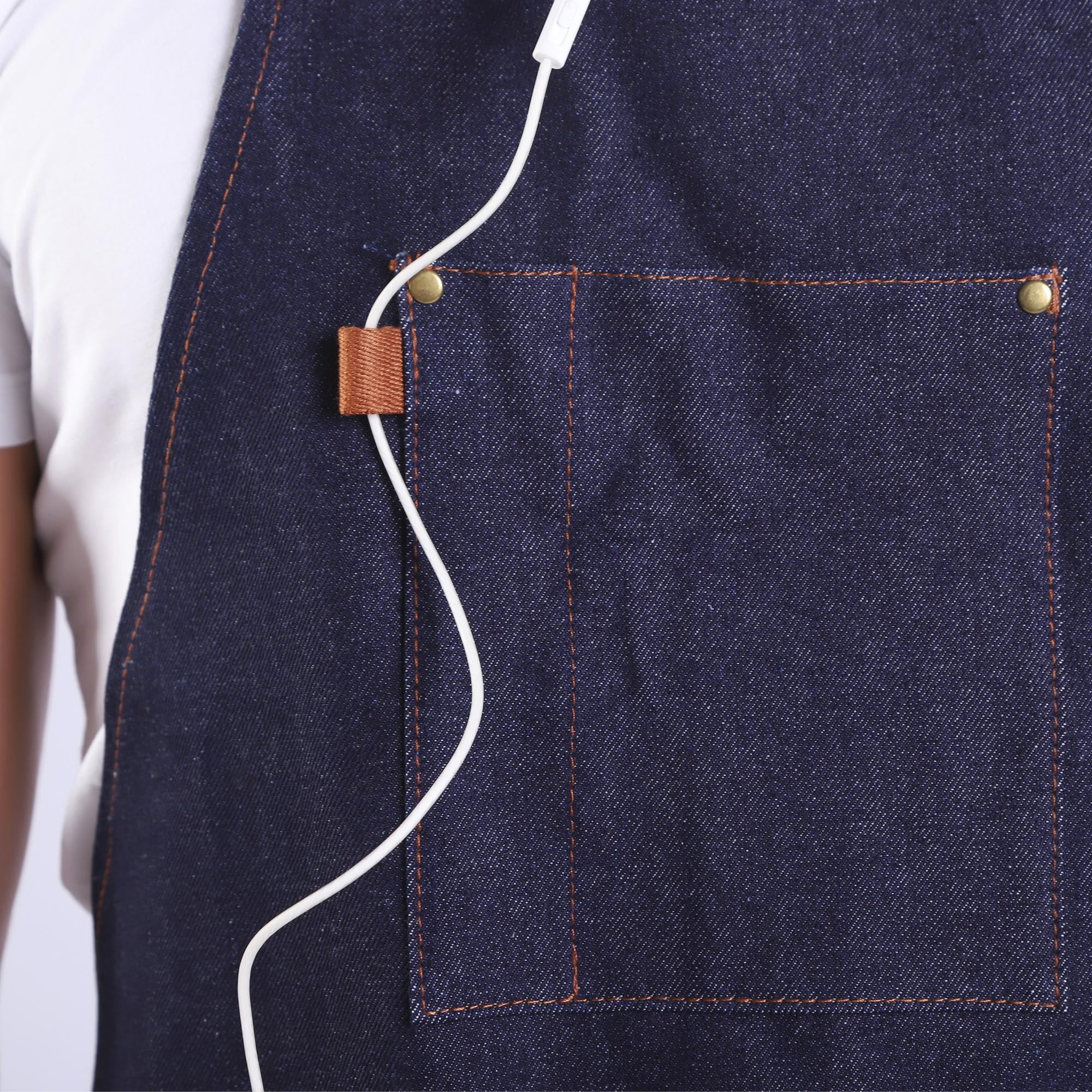 Denim Apron with Pockets for Men Women Large Bib Apron for Cooking Grilling Baking Working Gift