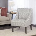 thumbnail image 2 of HomePop Fauteuil d'Appoint Moderne à Accoudoirs Courbés, Gris Géométrique, Moyen, 2 of 13