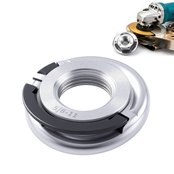 5/8"-11 Angle Grinder Flange Nuts, Tool-Free Quick Release Locking Kit. Silver D-Ring & Knurled Arbor Nut. Heavy Duty Self-Locking for 4-1/2" 5" 7" 9" Grinders,Press Plate Pull Ring Style