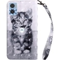 thumbnail image 3 of Case for Motorola Moto E22 Case Wallet with Card Holders - Lovely Colorful Pattern PU Leather Flip Phone Case TPU Shell Folio Cover Women Men for Motorola Moto E22 Smiley Cat, 3 of 14