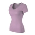 thumbnail image 3 of Made by Olivia Women's Basic Solid Short Sleeve V Neck Jersey Top, 3 of 6