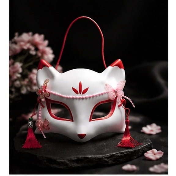 SWETRACE Masquerade Masks Fox Shape Half Mask White 1Pcs Plastic Cosplay Festive Decor