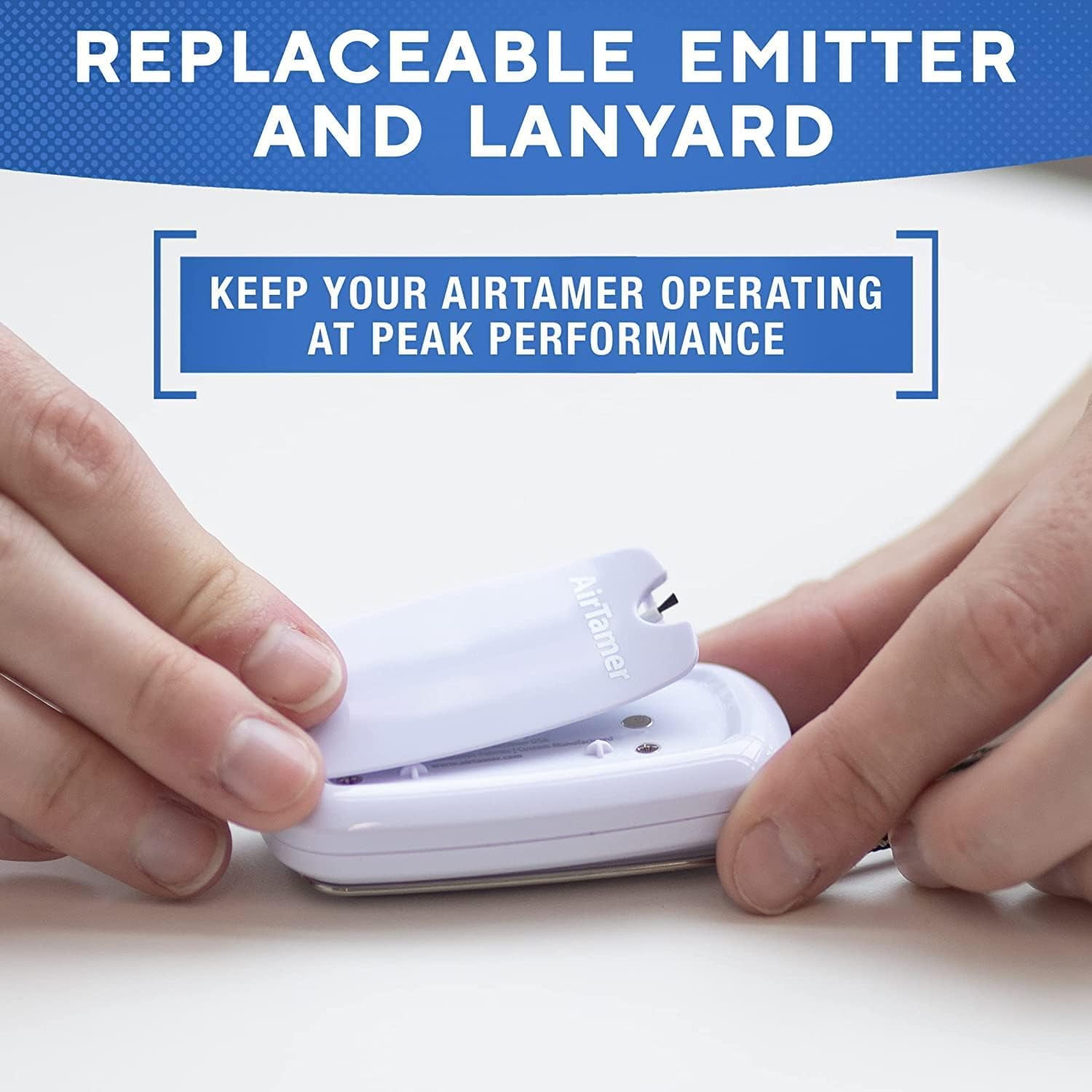 AirTamer A315W Rechargeable Personal Air Purifier with Ionic Technology, Portable Wearable Air Cleaner, White with Black Leather Travel Case
