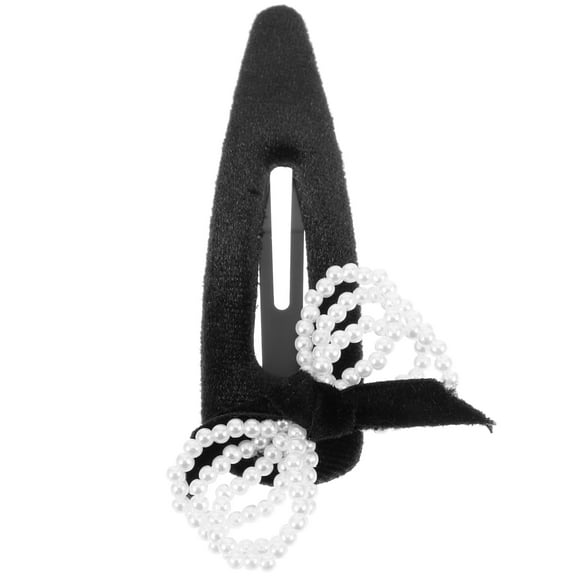 PAMINGONO 1Pack Black Imitation Pearl Bow Hairpin for Girls Hair Bows for Woman