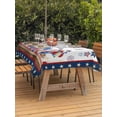 thumbnail image 3 of Outdoor Tablecloth with Umbrella Hole for Patio/Picnic/Party/Camping, Independence Day Waterproof Table Cloth Rectangle Table Cover Washable, American Flag Anniversary Star Floral (60"x 84"), 3 of 9