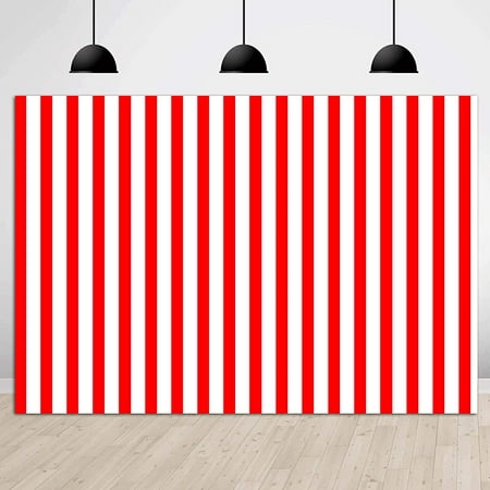 Image of and White Backdrop for Kids Birthday Party Decorations Vinyl 5x3ft Red White Stripe for Big Top Circus Themed Party Banner Photo Studio Background