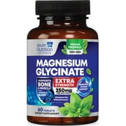 Magnesium Glycinate 250 mg - Natural, High Absorption Magnesium Tablets Chelated for Muscle, Nerve, Bone & Heart Health Support - Gentle Form, Non-GMO, Gluten Free, Vegan Supplement - 60 Tablets