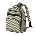 thumbnail image 2 of Olive Green and White Checkerboard Pattern Backpack for School,Cute School Bag,Schoolbag with Adjustable Shoulder Straps & Padded Back,15.25"x11.5"x5.25", 2 of 5
