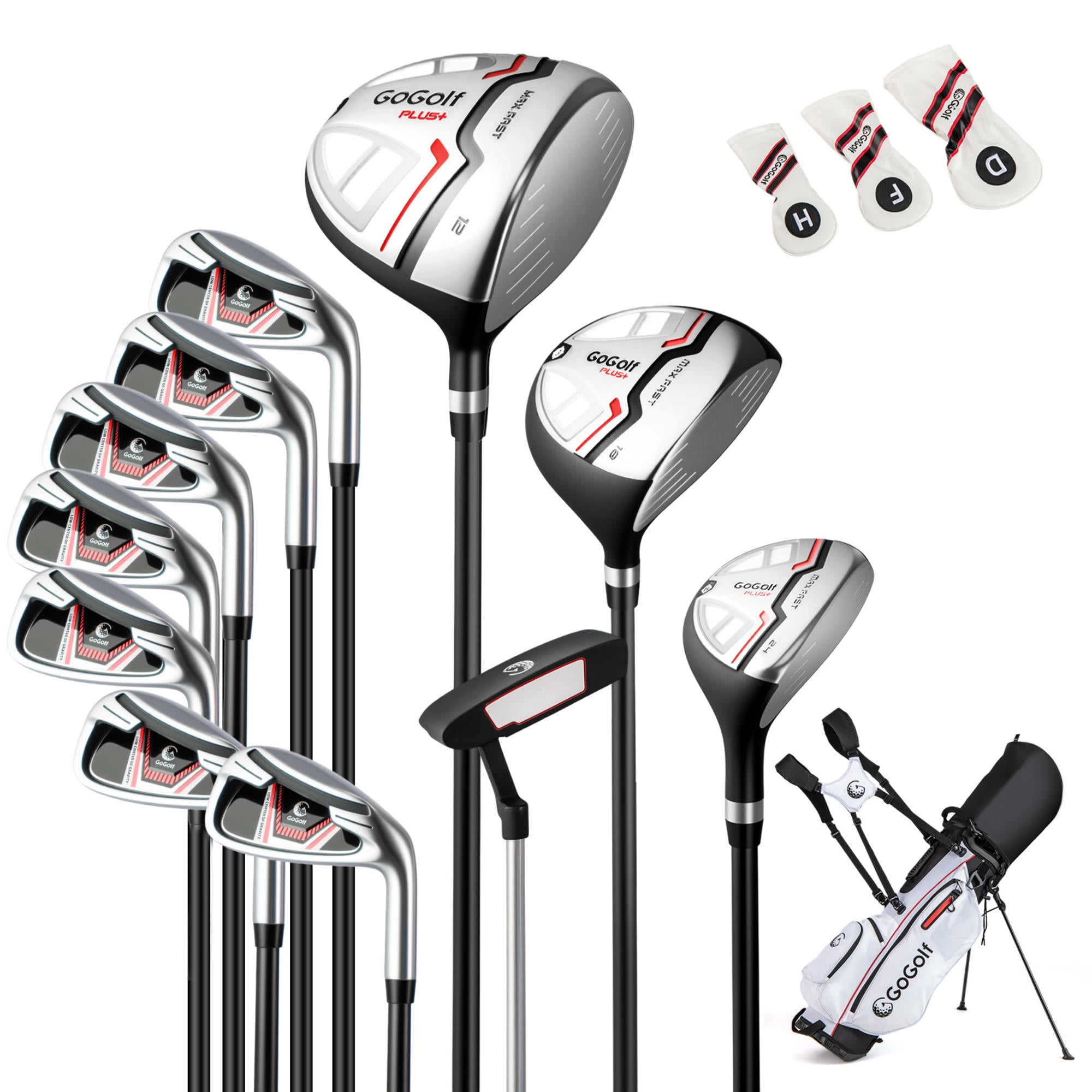 Women's Complete Golf Club Set with Bag, Headcovers, Putter, Graphite Shafts, Red