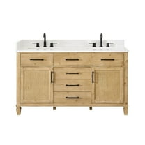 Altair-13 60" Double Bathroom Vanity in with Grain White Engineered Stone Countertop