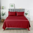 thumbnail image 4 of LDC Lux Decor Collection 4-Piece 1800 Thread Count Burgundy Microfiber Bed Sheet Set, Queen – Deep Pocket, Fade Resistant, 4 of 10