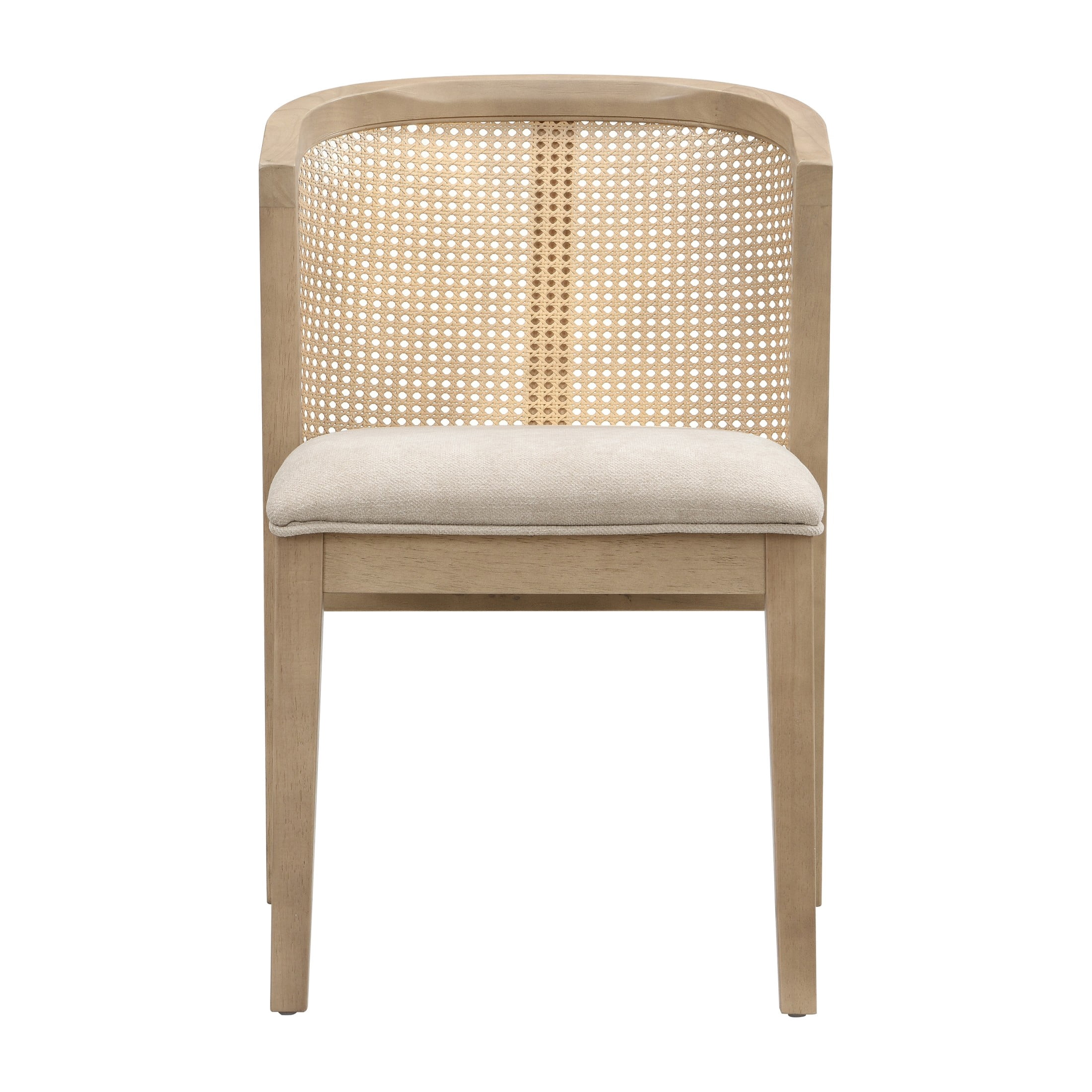 Christopher Knight Home Wood Dining Chairs with Cane Rattan Backrest, Light Ash+Beige, Set of 4