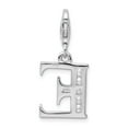 thumbnail image 3 of 925 Sterling Silver RH CZ Letter E With Lobster Clasp Charm Pendant; for Adults and Teens; for Women and Men, 3 of 3