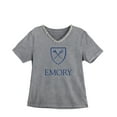 thumbnail image 5 of Women's Gameday Couture Gray Emory Eagles Iconic Edge Rhinestone V-Neck T-Shirt, 5 of 7