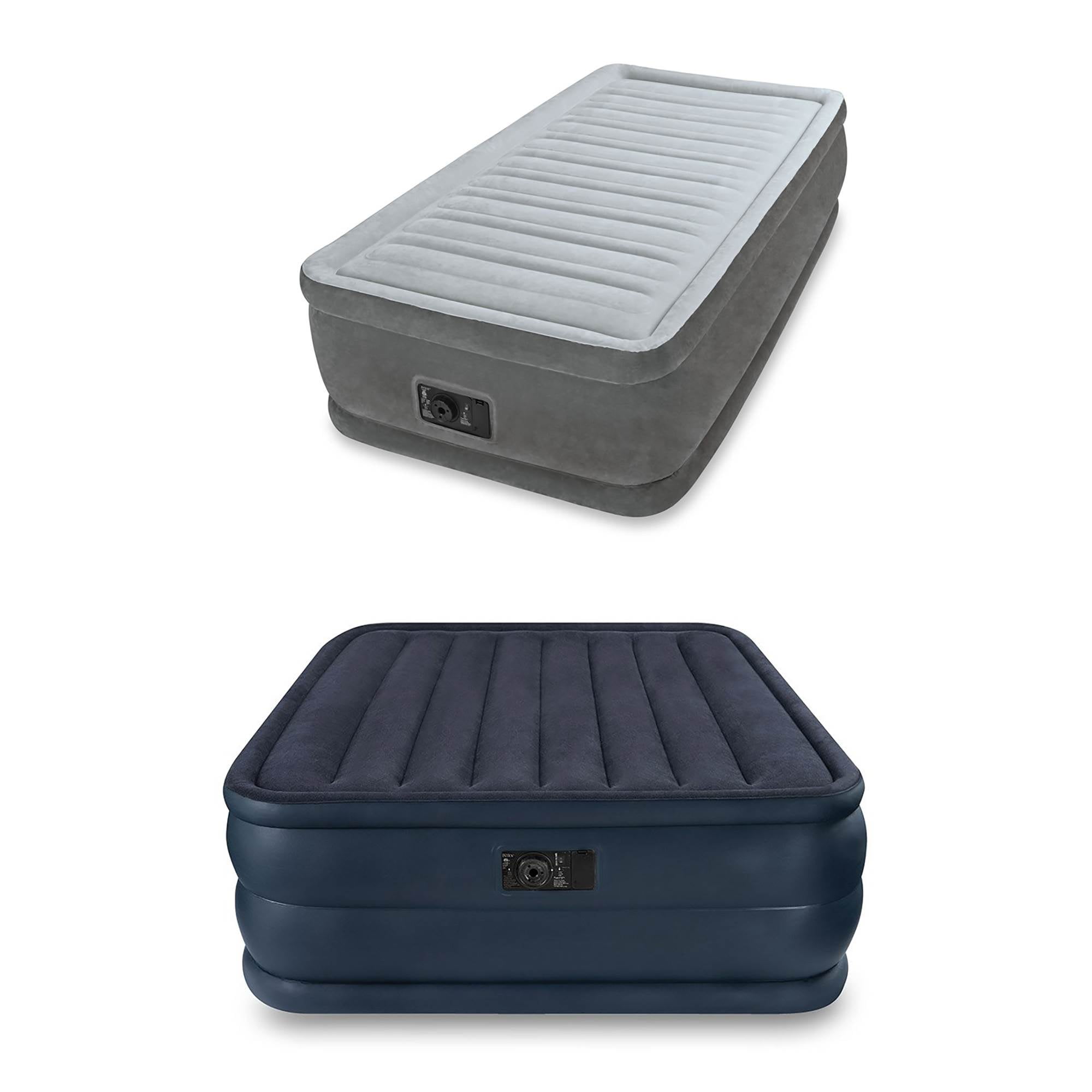 Intex Queen Raised Air Mattress + Elevated Twin Air Mattress w/ Built In Pumps