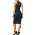 thumbnail image 6 of INSPIRE CHIC Women's Elegant Lace Halter Neck Sleeveless Bodycon Cocktail Sheath Midi Dress S Dark Blue, 6 of 6