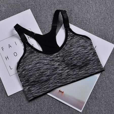Women Seamless Traceless Shockproof Sport Bra with Removable Pads Adjustable Strap Breathable Yoga Sleep Sport Vest Color:Gray Size:M