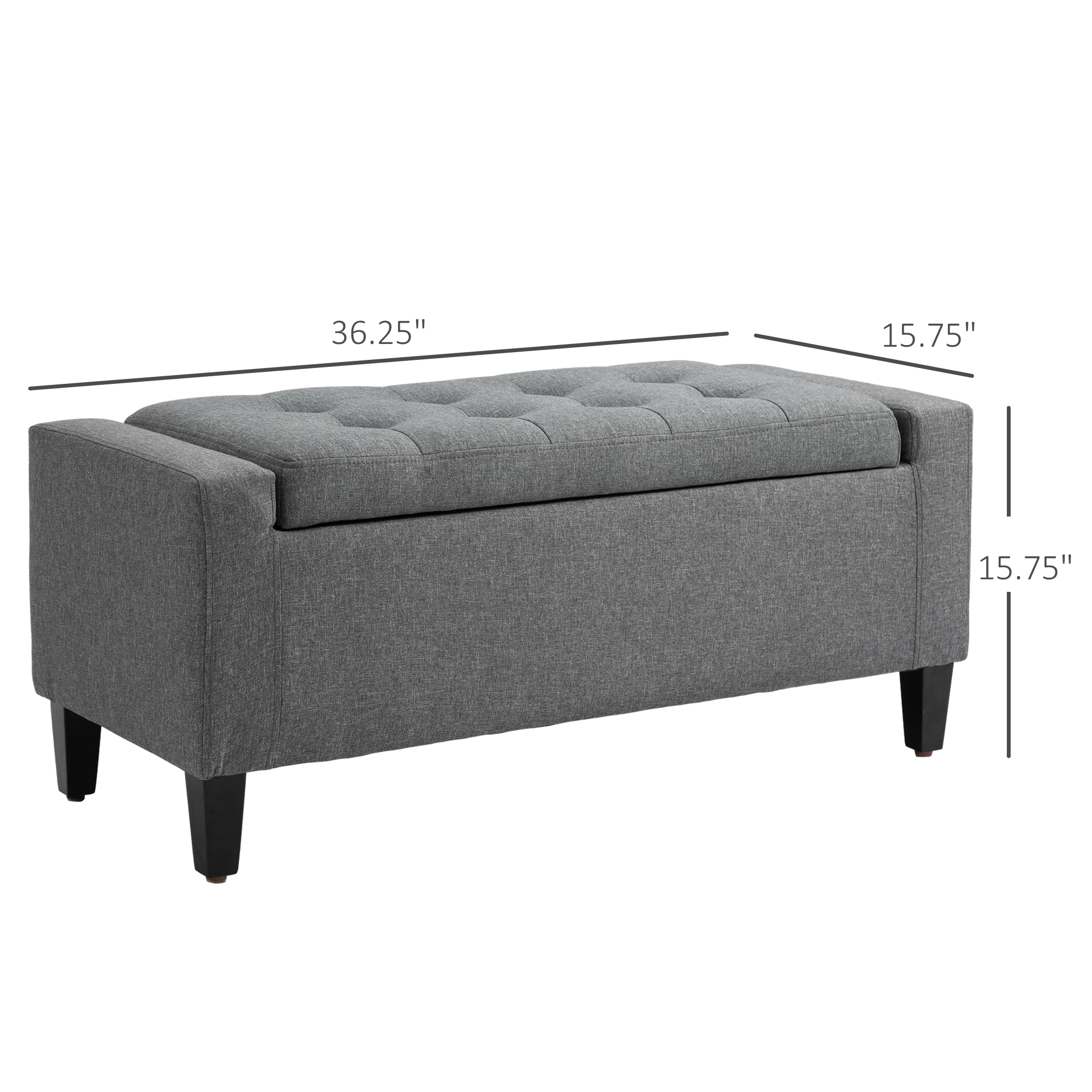 Homcom Storage Ottoman, Linen Upholstered, Gray photo 7