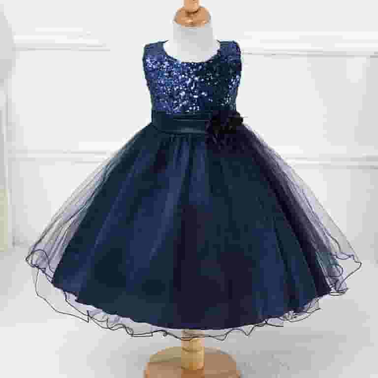 Sleeveless Cute Navy Seuqin Tulle Flower Girl Dresses Sleeveless Cute Navy Seuqin Tulle Flower Girl Dresses