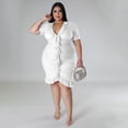 thumbnail image 2 of AURA Women Plus Size Mesh Layered V Neck Dress Sexy A Line Midi Summer Vacation Dress, 2 of 6