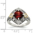 thumbnail image 4 of 14K/Silver Two-Tone Sterling Silver With 14K Diamond & Garnet Ring (Size 8) Made In Thailand qtc668-8, 4 of 5