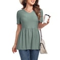 thumbnail image 2 of FIUFY Women Peplum Tops Casual V Neck Short Sleeve Tunic Shirts Summer Babydoll Blouses, 2 of 5