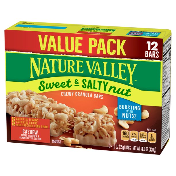 Nature Valley Cashew Chewy Granola Bars Value Pack, 1.2 oz, 12 count