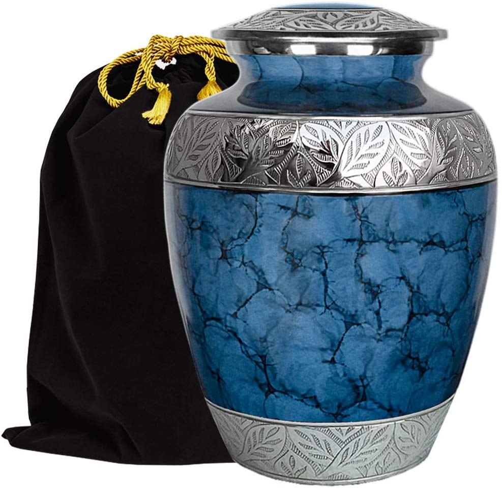 Heavenly Peace Dark Blue Wings of Love Large Urn for Human Ashes 