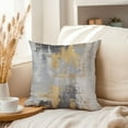 thumbnail image 3 of Ethan Taylor Abstract Throw Pillow Soft Cushion Cover 'The Infinite Horizon Paint Brush Strokes Modern' Transitional Pattern Decorative Square Accent Pillow Case, 18x18 Inches, Gray, Gold, 3 of 5