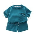 thumbnail image 3 of KYAIGUO Toddler Baby Boys Short Sleeve Sporty Set Newborn Summer with Apocket Pullover Shirt T Shirt and Shorts Loose Casual 2 Piece Outfit 9 Months-5 Years, 3 of 9