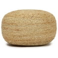 thumbnail image 2 of Drevy Jute Circular Low Pouf Ottoman - Braided Pouffe Accent Chair Round Seat Footrest for Living Room, Bedroom, Nursery, kidsroom, Patio, Gym; 100% Jute (18"x18"x10"; Natural), 2 of 5