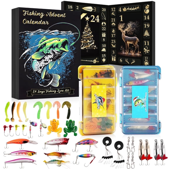 Advent Calendar 2025 for Man Adult Teen - 24 Days Christmas Countdown Fishing Lure Tackle Set - Xmas Surprise Fish Bait Gift for Father Grandpa Brother Boyfriend