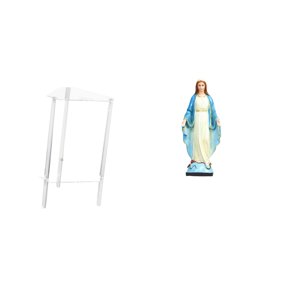 Luzkey Minimalist Clear Acrylic Side Table NightStand Modern Bedside Cabinet End Table for Living Room Home Office Bedroom with Lady of Figurine Virgin Mary Statue Religious Jesus Ornament