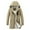 Khaki, variant on Herrnalise Men's faux fur CollarHooded Casual SolidHooded ZipperHooded Mid Length Long Sleeve Jacket Coats M-4XL Black